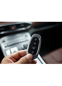 Bao Da Chìa Khóa Ô Tô Handmade Hyundai Santafe 2021 4 nút da bò thật - hàng chính hãng