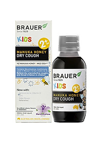 Siro hỗ trợ giảm ho cho trẻ từ 2 tuổi Brauer Manuka Honey Úc giảm ho, ngứa và rát cổ họng, làm mát và dịu cổ họng, tăng sức đề kháng - OZ Slim Store