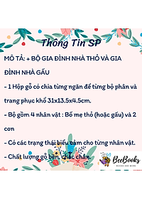 Bộ Đồ Chơi Xếp Hình thay quần áo gia đình nhà Thỏ- Gấu- Động Vật- Chất liệu gỗ, có nam châm