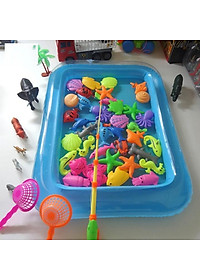 Đồ Chơi Câu Cá Cho Bé Nam Châm 28 Chi Tiết Có Bể Phao Tặng Kèm Đồ Bơm Tay - Bộ Câu Cá Cho Bé Trò Chơi Giải Trí