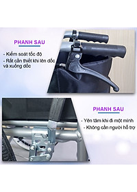 Xe lăn tay có đệm kèm bô vệ sinh, cho người già người bệnh, chấn thương gặp khó khăn trong việc đi lại S213-3+D