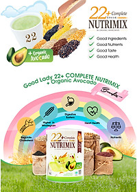 Bột ngũ cốc dinh dưỡng cao cấp 22+ Complete Nutrimix - Organic Avocado (vị Bơ hữu cơ) 750g hộp thiếc