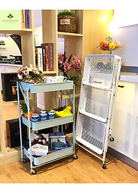 Kệ Để Đồ Đa Năng Gấp Gọn 3 Tầng Có Bánh Xe Cao Cấp
