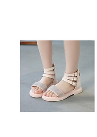 Sandal bé gái 3 - 12 tuổi quai ngang da mềm nạm kim sa duyên dáng SG29
