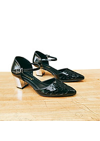 Giày sandal nữ hàng hiệu rosata cao gót đế cao 5 phân màu đen za05