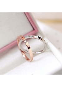 Nhẫn Nữ Đính1 Viên Đá Chìm Chất Liệu Thép Titan Ko Rỉ Ko Dị Ứng TT 0411