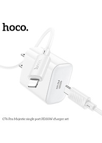 Bộ Sạc Siêu Nhanh Cho Iphone PD 30W Cao Cấp Hoco. C76 Pro có chip thông minh hỗ trợ sạc nhanh an toàn bảo vệ máy - Hàng Chính Hãng