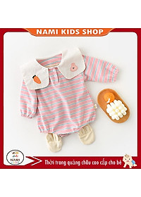 [121:H16] Body sọc ngang cổ thêu hoa và gấu hàng quảng châu đáng yêu cho bé gái