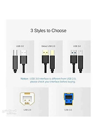 Ugreen UG10372US210TK 2M màu Đen Cáp USB 3.0 sang USB B 3. 0 máy in đầu mạ niken - HÀNG CHÍNH HÃNG