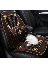 Bộ tấm lưới tựa lưng massage hạt gỗ trên xe ô tô, xe hơi DC-HG01