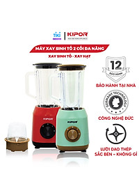 Máy xay sinh tố giá tốt KIPOR KP-S206 - Hai cối đa năng đa chế độ - Bảo vệ tự ngắt chống quá tải - Lưỡi dao inox siêu bền - Hàng chính hãng
