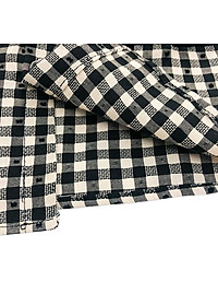 Bộ quần áo bà ba lửng unisex họa tiết Caro đen cotton - AICDBTVL1J49 - AIN Closet