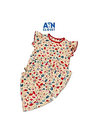 Bộ quần áo ngắn bé gái họa tiết hoa Lệ Xuân đỏ cotton - AICDBGIFMTJM - AIN Closet