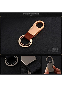 Móc chìa khóa đa năng ô tô, xe máy, gia đình thương hiệu JOBON - Thép hợp kim cao cấp - Trọng lượng: 36g - Da thật 100% - Mã: ZB-028X (màu xám) - Hàng Nhập Khẩu