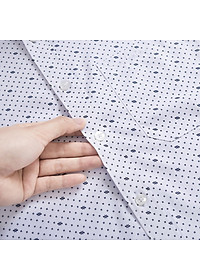 Áo Sơ Mi Nam Công Sở Trung Niên Dài Tay Trắng Thương Hiệu Anton Vải Cotton Họa Tiết Chấm Bi Nhỏ  - 302