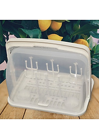 khay.giá úp bình sữa cho bé màu trắng ( tặng cọ ly 2 in 1)