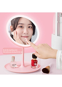 Gương Để Bàn Đèn LED Gương Cảm Ứng Để Bàn Trang Điểm，Gương Có 3 Chế Độ Sáng - Giao màu ngẫu nhiên