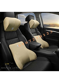 Gối tựa đầu và tựa lưng ô tô cao su non vỏ bọc da nhập khẩu cao cấp