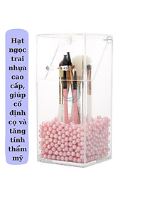 Hộp Đựng Cọ Trang Điểm Ngọc Trai Acrylic- Hộp Cọ Trong Suốt Sang Trọng- Lọ Đựng Cọ Kèm Hạt Trang Trí 3D- Hộp Makeup Brush Holder Cao Cấp- Hộp Đựng Cọ Trang Điểm Hạt Ngọc Tinh Tế