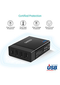 Cóc củ sạc nhanh 72W 3 cổng USB & 1 cổng PD Type-C 3.0 hiệu CHOETECH 1C3UEU-101BK cho điện thoại / máy tính bảng / Macbook / Laptop - Hàng chính hãng