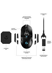 Chuột game không dây Lightspeed RGB Logitech G903 - Cảm biến Hero 25k, pin sạc 140h+, thiết kế thuận cả 2 tay, pin 180h, PC/Mac - Hàng chính hãng