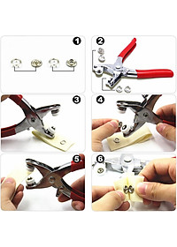 Cây Kìm Bấm Cúc Vành Áo Kim Loại Đa Năng Bộ Kìm Bấm Khuy Kèm 100 Cúc Bấm 9.5mm Thép Không Gỉ, Khoen Quần Áo Tiện Lợi