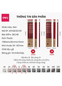 Bút Chì Lục Giác 2B HB Deli - Bút Chì Gỗ Thi Trắc Nghiệm Ruột Đậm Bút Chì Học Sinh Cấp 1 Tập Viết Chì Vẽ Phác Thảo