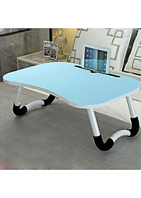 Bàn học nhựa chân thép gấp gọn thông minh có khe cắm ipad, điện thoại tặng dụng cụ lấy ráy tai có đèn