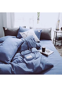 Bộ Chăn Ga Gối Cotton Tici Đơn Sắc LIDACO - Xanh Biển