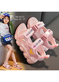 Giày sandal bé gái đi học dép quai hậu trẻ em nữ 3 - 12 tuổi màu hồng trái tim công chúa mang êm bền dễ thương SG73