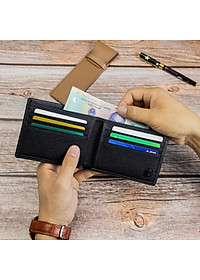 Ví nam, bóp nam da bò Saffiano Bụi Leather V126 - Bảo hành 12 tháng