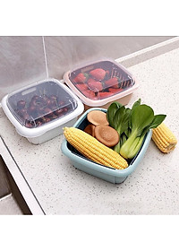 Bộ Rổ Vuông Kèm Thau Và Nắp Đậy Tiện Dụng - Hàng Loại 1- Giao Màu Ngẫu Nhiên