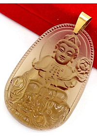 Mặt dây chuyền Phổ Hiền Bồ Tát đá Obsidian 3cm MPOBK2 - phật bản mệnh tuổi Thìn, Tỵ - Mặt size nhỏ