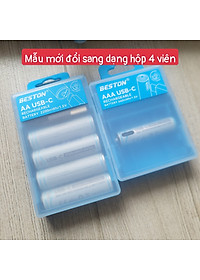 Vỉ 4 Pin sạc AA AAA chuẩn 1.5V Beston Dung lượng cao đến 2200mWh sạc trực tiếp qua cổng USB type-C dùng cho micro, đồ chơi, đồng hồ, máy ảnh - hàng nhập khẩu