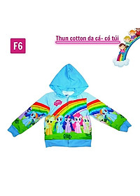 Áo khoác bé gái hình cầu vồng từ 11-43kg - Chất liệu thun cotton da cá in 3D