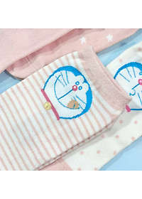 Set hộp 4 đôi tất nữ NICESOKS chất liệu cotton cao cấp, ngắn cổ thể thao, họa tiết Doraemon , hàng chính hãng NS5005FS