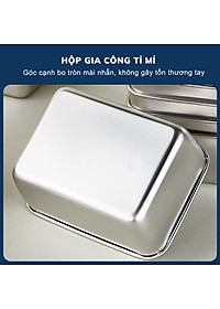 Hộp đựng thực phẩm tủ lạnh size 13.5x11x5cm kèm nắp nhựa chất liệu inox 304 dùng được cho lò vi sóng, chính hãng D Danido