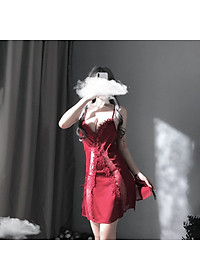 Q10 Váy ngủ nữ hai dây chéo lưng ren dọc trước sexy  - Đầm ngủ nữ hai dây gợi cảm - Đồ ngủ nữ sexy quyến rũ