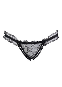 Quần lót hở mông thêu ren trong suốt - Đen