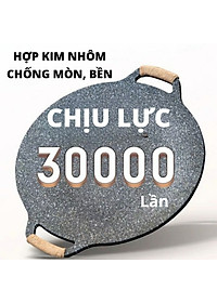 Chảo Đá Nướng Thịt Kiểu Hàn Quốc, Vỉ Nướng BBQ Chống Dính Không Cần Dầu Size 34cm Hàng Chính Hãng MINIIN