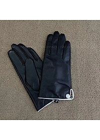 Bao tay nữ lót lông YAOYAO Găng tay nữ da cừu bấm cúc trắng - BHY9748 Găng tay da cảm ứng. Hàng chính hãng.