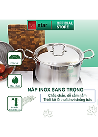 Bộ xửng hấp 3 đáy inox 430 FiveStar Standard bếp từ nắp inox tặng 5 muỗng ăn ( 32cm )