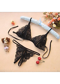 Bộ đồ lót 2 mảnh ren xuyên thấu lọt khe xẻ đáy Siêu Sexy