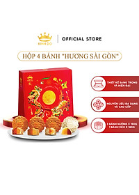 Nơi bán Tặng lồng đèn giấy - Hộp 4 bánh trung thu Kinh Đô Hương Sài Gòn (3 bánh x 150g + 1 bánh x 180g)