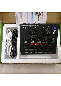 Sound card live stream V8 kết nối Bluetooth phiên bản mới