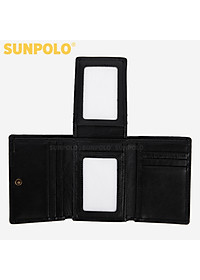 Ví Nam Đứng Gấp 3 Da Bò Cao Cấp SUNPOLO WSTF51 (Đen, Nâu Đỏ, Xanh)