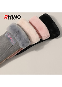 Găng tay nữ da lộn lót lông giữ ấm, chống gió Rhino G902 cảm ứng điện thoại, đi xe máy freesize
