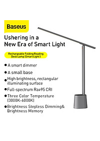 Đèn để bàn thông minh Baseus Smart Eye Series Charging Folding Reading Desk Lamp (Cảm biến ánh sáng tự động, pin sạc, 3000k - 6000k Full-Spectrum, Foldable and Rechargeable Reading Lamp) - Hàng chính hãng
