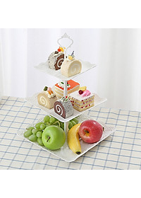 Khay Đựng Bánh Kẹo, Hoa Quả 3 Tầng Hình Vuông