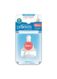 Hộp 2 núm ty thay thế bình sữa Dr.Brown's cổ thường ( cổ hẹp ) dòng Options Plus